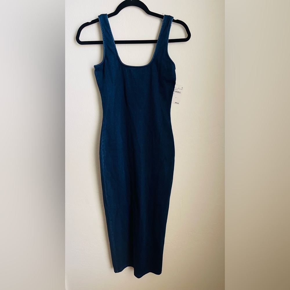 Good American Deep Navy Midi Bodycon Dress